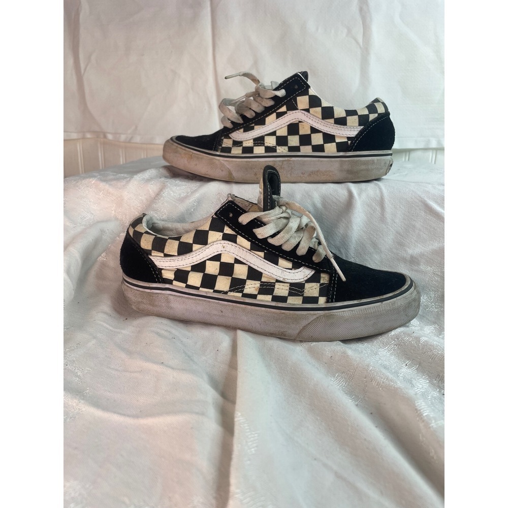 Vans Old Skool Checkerboard Black White Low Top Sneakers Mens 5.5 Womens 7.0